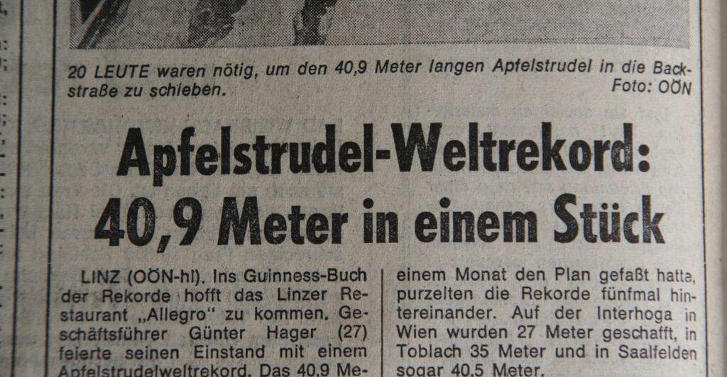 Vor 30 Jahren in den OÖN Längster Apfelstrudel der Welt Nachrichten.at