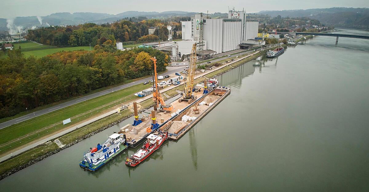 In Aschach entstehen neue Parkplätze für Güterschiffe